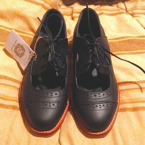 Bali Elf Scandinavia Leather Oxfords, black, sz 7.